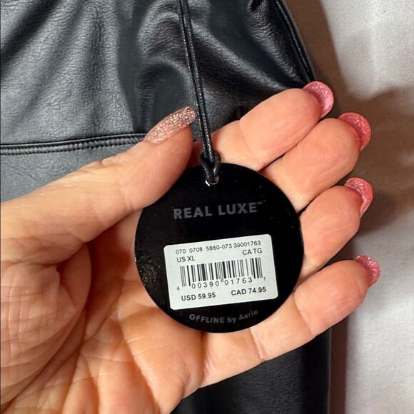 Aerie Offline Women’s Black Real Luxe Faux Leather High Waist Leggings. Size Lg. - Picture 7 of 9
